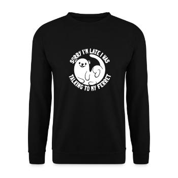 Frettchen Iltis Niedlich - Unisex Pullover - Schwarz - Vorne - Alina (178cm) & Michal (187cm)