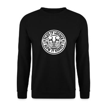 Fanfarenzug Tuba Witzig - Unisex Pullover - Schwarz - Vorne - Alina (178cm) & Michal (187cm)