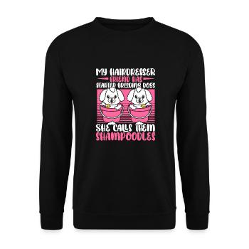 Coiffeur Coiffeur Chiens Coiffeur - Sweat-shirt Unisexe - noir - Devant - Alina (178cm) & Michal (187cm)