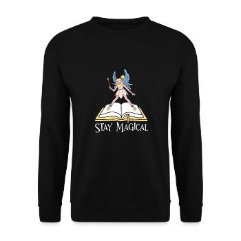 Buch Leseratte Bücherwurm Buchfee - Unisex Pullover - Schwarz - Vorne - Alina (178cm) & Michal (187cm)