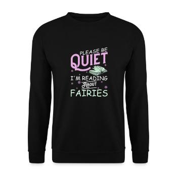 Buch Leseratte Bücherwurm Buchfee - Unisex Pullover - Schwarz - Vorne - Alina (178cm) & Michal (187cm)