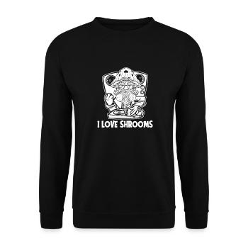 Mushroom pickers Mushrooms Funny mushroom dwarf - Unisex Sweatshirt - black - Front - Alina (178cm) & Michal (187cm)