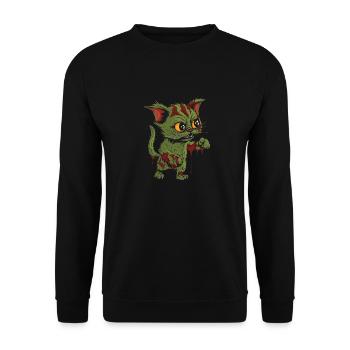 Chat d’Halloween zombie - Sweat-shirt Unisexe - noir - Devant - Alina (178cm) & Michal (187cm)