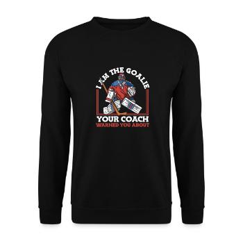 Eishockey Torwart Coach - Unisex Pullover - Schwarz - Vorne - Alina (178cm) & Michal (187cm)