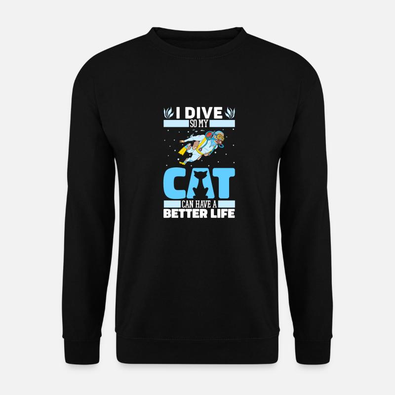 Diving Diver Cat - Unisex Sweatshirt - black
