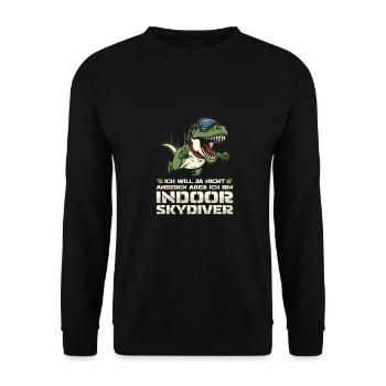 Indoor Skydiving T Rex - Unisex Pullover - Schwarz - Vorne - Alina (178cm) & Michal (187cm)