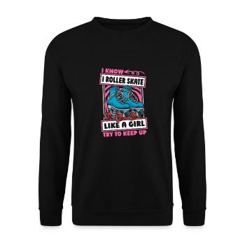 Rollschuhe Rollschuhlaufen - Unisex Pullover - Schwarz - Vorne - Alina (178cm) & Michal (187cm)