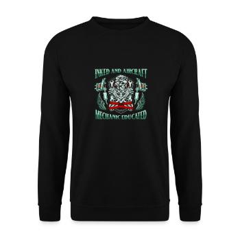 Flugzeug Mechaniker Tätowierung - Unisex Pullover - Schwarz - Vorne - Alina (178cm) & Michal (187cm)