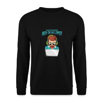 Web Entwickler Webdeveloper Zertifiziert - Unisex Pullover - Schwarz - Vorne - Alina (178cm) & Michal (187cm)
