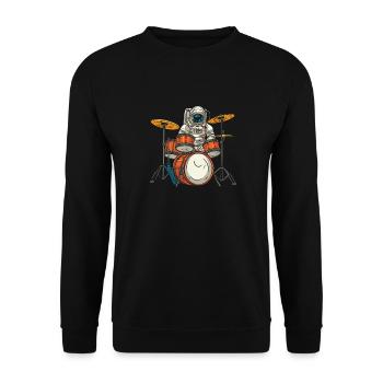 Schlagzeug Drummer Schlagzeuger Astronaut - Unisex Pullover - Schwarz - Vorne - Alina (178cm) & Michal (187cm)