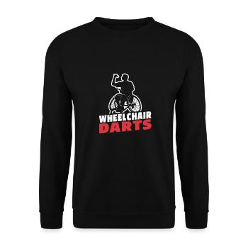 Dart Dartspieler Rollstuhl - Unisex Pullover - Schwarz - Vorne - Alina (178cm) & Michal (187cm)