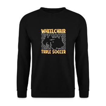 Tischfußball Kicker Rollstuhl - Unisex Pullover - Schwarz - Vorne - Alina (178cm) & Michal (187cm)