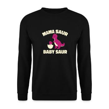 Mom Mutter Dino Mama Saur Baby Saur - Unisex Pullover - Schwarz - Vorne - Alina (178cm) & Michal (187cm)