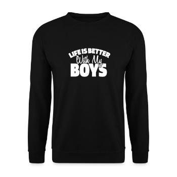 Mom Mother Life Life Is Better With My Boys - Unisex Sweatshirt - black - Front - Alina (178cm) & Michal (187cm)