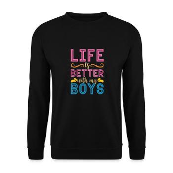 Mom Mutter Jungen Life Is Better With My Boys - Unisex Sweatshirt - black - Front - Alina (178cm) & Michal (187cm)