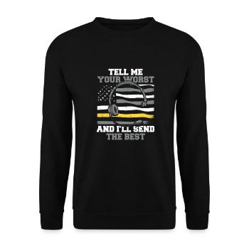 Emergency call control center operations center U.S. flag - Unisex Sweatshirt - black - Front - Alina (178cm) & Michal (187cm)