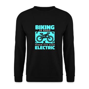 E Bike Electric Bike Ride - Unisex Sweatshirt - black - Front - Alina (178cm) & Michal (187cm)