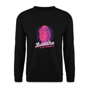 Buddha Buddhist Hausjunge - Unisex Pullover - Schwarz - Vorne - Alina (178cm) & Michal (187cm)