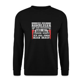 Rohrleitungsbauer Schlüssel - Unisex Pullover - Schwarz - Vorne - Alina (178cm) & Michal (187cm)