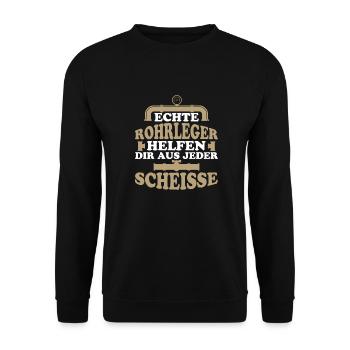 Rohrleitungsbauer Lustig - Unisex Pullover - Schwarz - Vorne - Alina (178cm) & Michal (187cm)