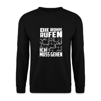 Rohrleitungsbauer - Unisex Pullover - Schwarz - Vorne - Alina (178cm) & Michal (187cm)