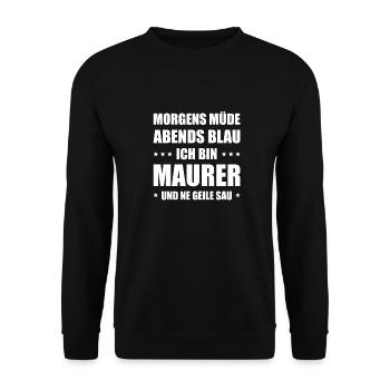 Maurer Morgens Mde Abends Blau - Unisex Pullover - Schwarz - Vorne - Alina (178cm) & Michal (187cm)