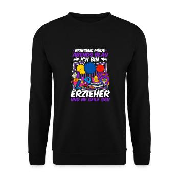 Erzieherin Kindergärtnerin Tagesmutter - Unisex Pullover - Schwarz - Vorne - Alina (178cm) & Michal (187cm)