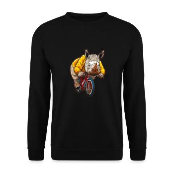 Nashorn Rhino Fahrrad - Unisex Pullover - Schwarz - Vorne - Alina (178cm) & Michal (187cm)