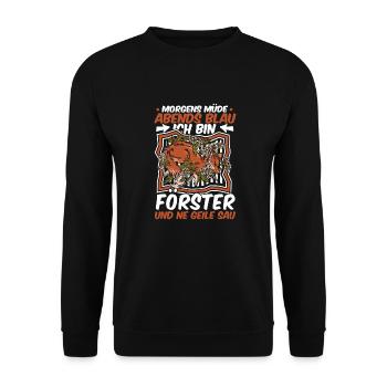 Förster Morgens Mde Abends Blau - Unisex Pullover - Schwarz - Vorne - Alina (178cm) & Michal (187cm)