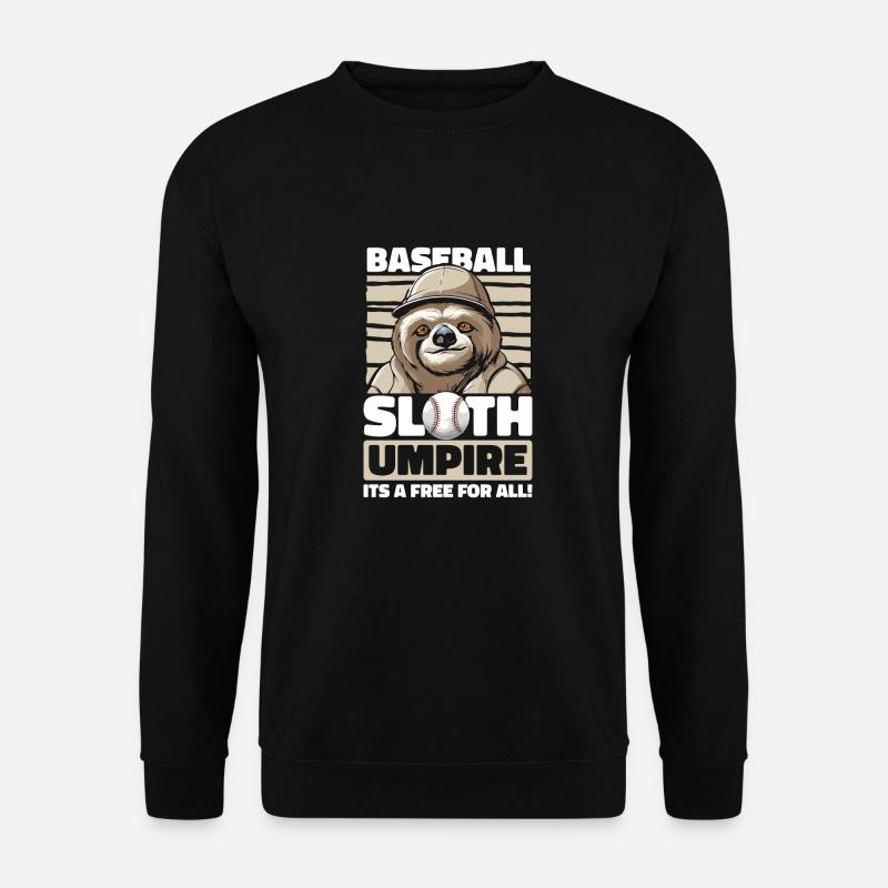 Faultier Witzig Faultier Baseball - Unisex Pullover - Schwarz
