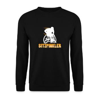 Rollstuhl Rollstuhlfahrer Lustig - Unisex Pullover - Schwarz - Vorne - Alina (178cm) & Michal (187cm)