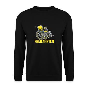 Rollstuhl Rollstuhlfahrer Witzig - Unisex Pullover - Schwarz - Vorne - Alina (178cm) & Michal (187cm)