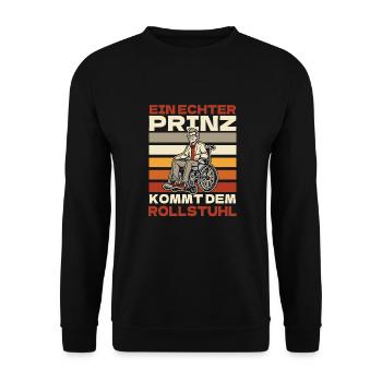 Rollstuhl Rollstuhlfahrer - Unisex Pullover - Schwarz - Vorne - Alina (178cm) & Michal (187cm)
