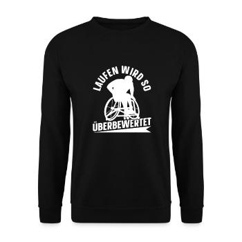 Rollstuhl Rollstuhlfahrer Witzig - Unisex Pullover - Schwarz - Vorne - Alina (178cm) & Michal (187cm)