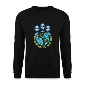 Weltraum Weltall Ausländer Weltraumkolonisation - Unisex Pullover - Schwarz - Vorne - Alina (178cm) & Michal (187cm)