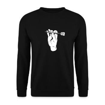 Dart Dartspieler Hand - Unisex Pullover - Schwarz - Vorne - Alina (178cm) & Michal (187cm)