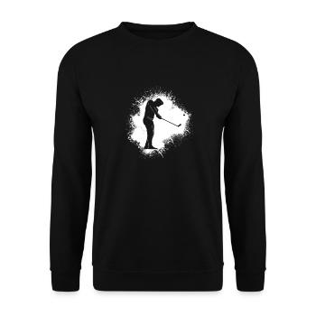 Golf Golfer Golfen Spritzen - Unisex Pullover - Schwarz - Vorne - Alina (178cm) & Michal (187cm)