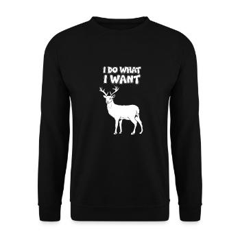 Mir Doch Egal Reh - Unisex Pullover - Schwarz - Vorne - Alina (178cm) & Michal (187cm)