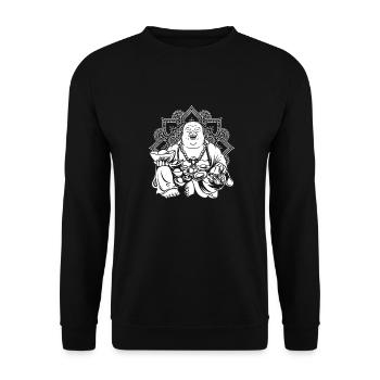 Buddha Buddhist Mandala - Unisex Pullover - Schwarz - Vorne - Alina (178cm) & Michal (187cm)