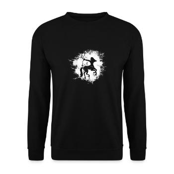 Signe du zodiaque Symbole du Sagittaire - Sweat-shirt Unisexe - noir - Devant - Alina (178cm) & Michal (187cm)