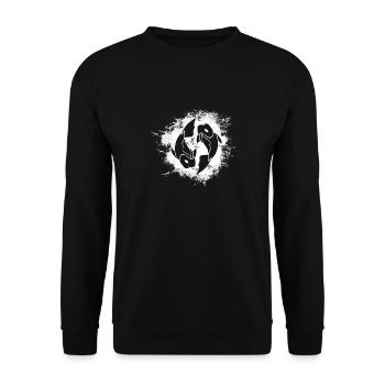 Sternzeichen Fische Symbol - Unisex Pullover - Schwarz - Vorne - Alina (178cm) & Michal (187cm)