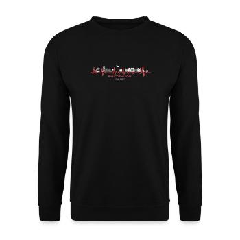 Buxtehude - Stadt / Hase und Igel - Unisex Pullover - Schwarz - Vorne - Alina (178cm) & Michal (187cm)