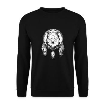 Loup Attrape-rêves - Sweat-shirt Unisexe - noir - Devant - Alina (178cm) & Michal (187cm)
