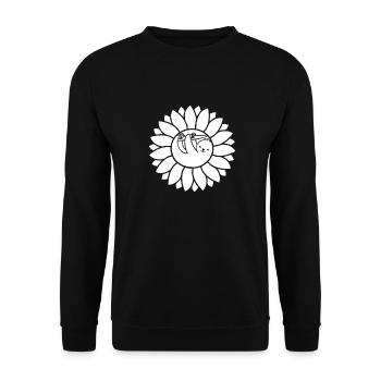Faultier Sonnenblume - Unisex Pullover - Schwarz - Vorne - Alina (178cm) & Michal (187cm)