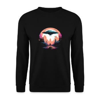 Alien Außerirdischer - Unisex Pullover - Schwarz - Vorne - Alina (178cm) & Michal (187cm)