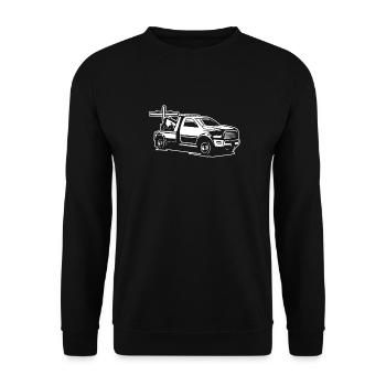 Abschleppdienst Abschlepper - Unisex Pullover - Schwarz - Vorne - Alina (178cm) & Michal (187cm)