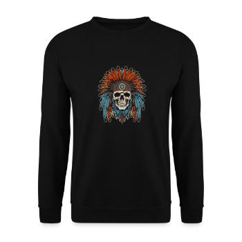 Indigenous Skull Skull - Unisex Sweatshirt - black - Front - Alina (178cm) & Michal (187cm)