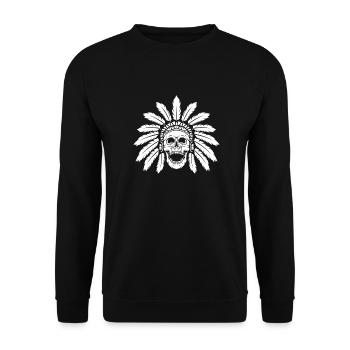 Indigenous Skull Skull - Unisex Sweatshirt - black - Front - Alina (178cm) & Michal (187cm)