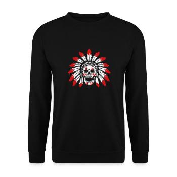 Indigenous Skull and Crossbones - Unisex Sweatshirt - black - Front - Alina (178cm) & Michal (187cm)