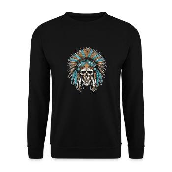 Indigenous Skull Skull - Unisex Sweatshirt - black - Front - Alina (178cm) & Michal (187cm)